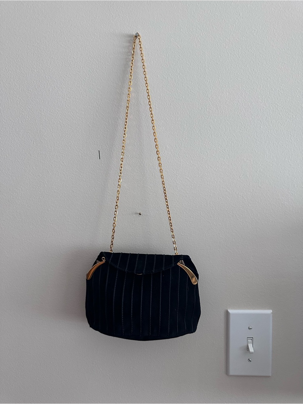 Rodo Italy Black Vintage Bag with Gold Chain
